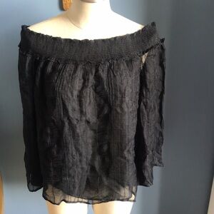 NWT American Eagle black witchy gothic sheer fairy goth off shoulder top size L